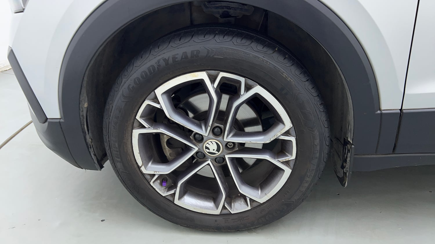 Used 2022 Skoda Kushaq Style 1.5L TSI MT Petrol Manual tyres LEFT FRONT TYRE RIM VIEW