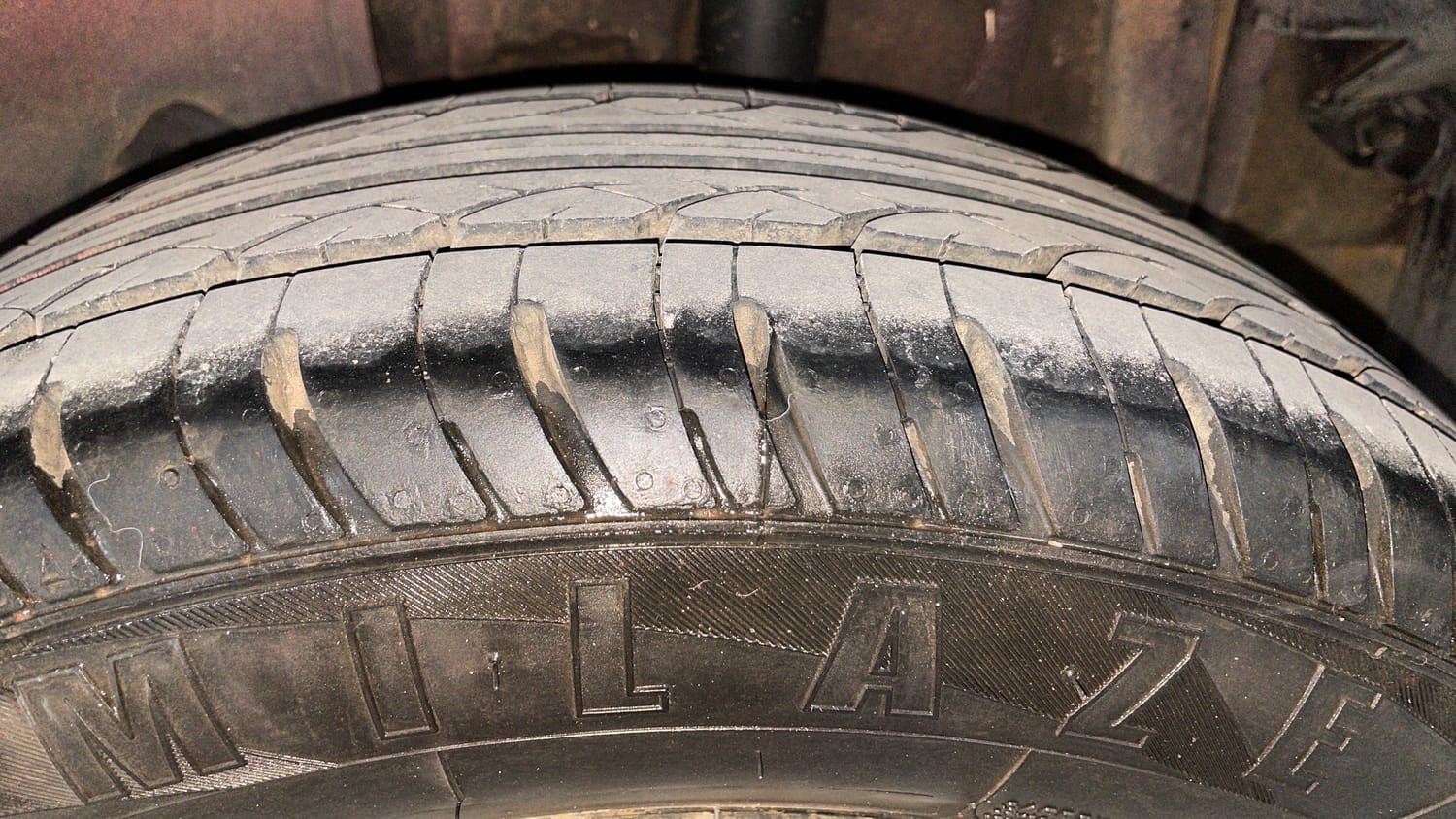 Used 2017 Tata Tiago Revotron XT Petrol Manual tyres LEFT REAR TYRE TREAD VIEW