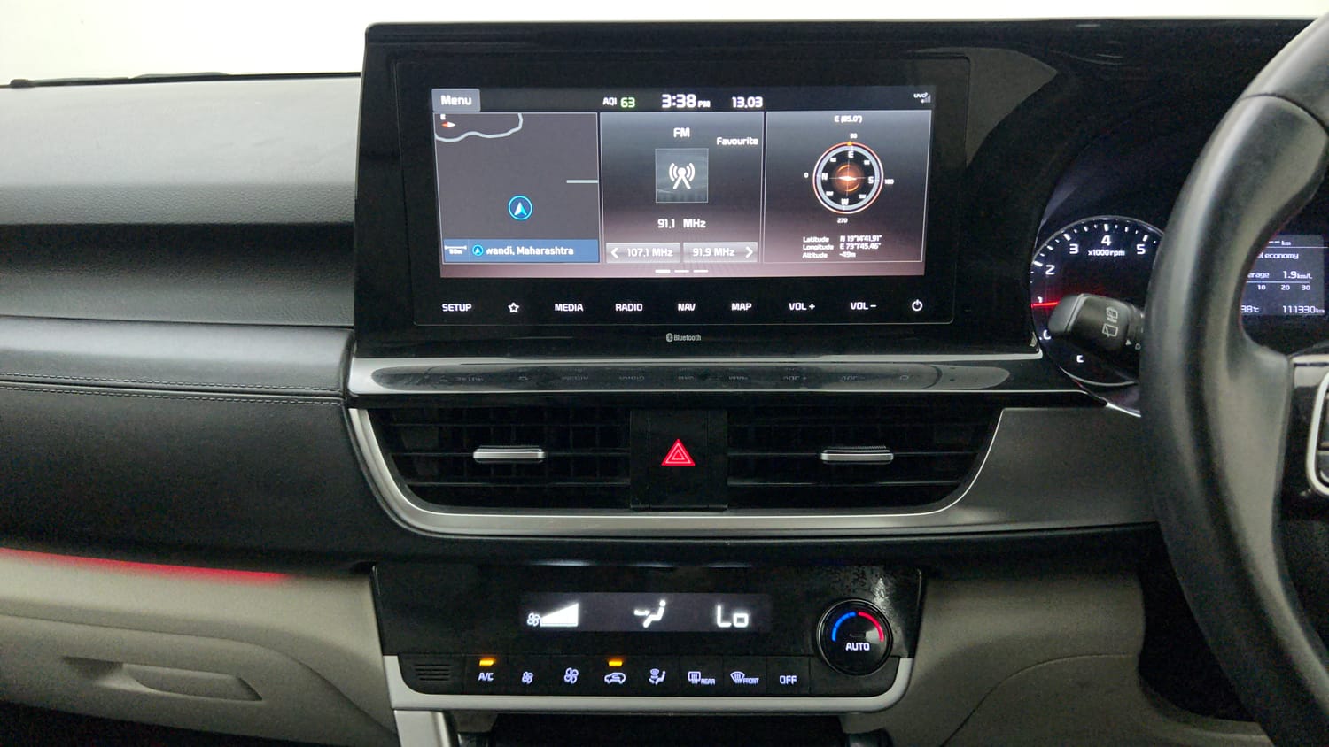 Used 2021 kia Seltos HTX IVT 1.5 Petrol Automatic interior MUSIC SYSTEM & AC CONTROL VIEW