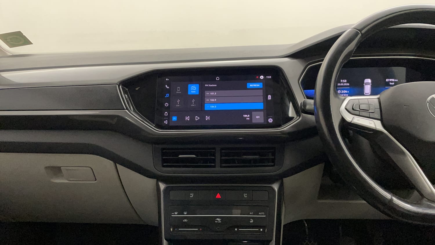 Used 2022 Volkswagen Taigun Topline 1.0 TSI MT Petrol Manual interior MUSIC SYSTEM & AC CONTROL VIEW