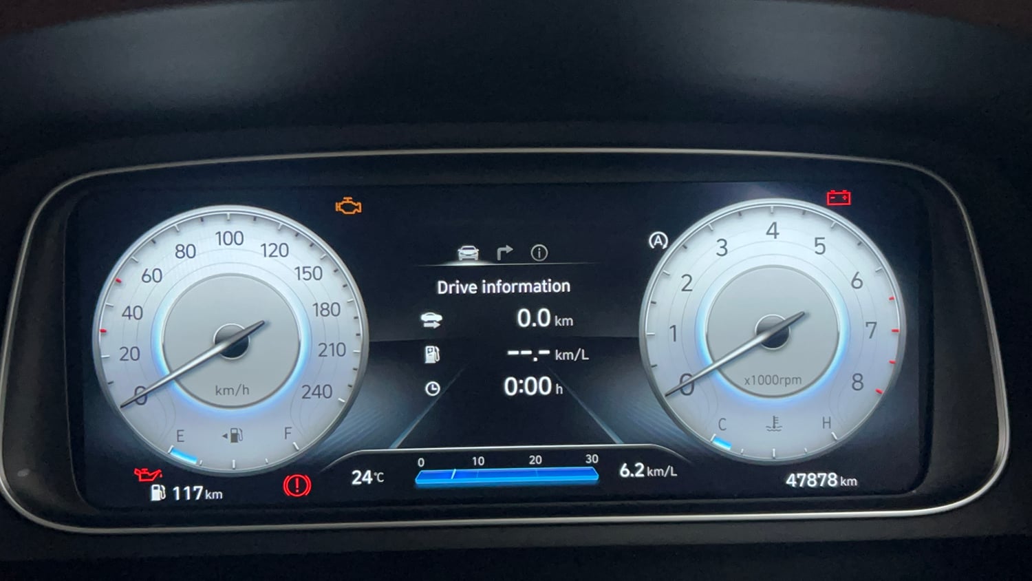 Used 2023 Hyundai Alcazar Platinum 7 STR 1.5 Turbo Petrol Petrol Manual interior CLUSTERMETER VIEW
