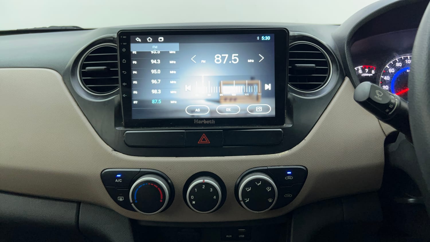 Used 2018 Hyundai Grand i10 Sportz 1.2 Kappa VTVT Petrol Manual interior MUSIC SYSTEM & AC CONTROL VIEW