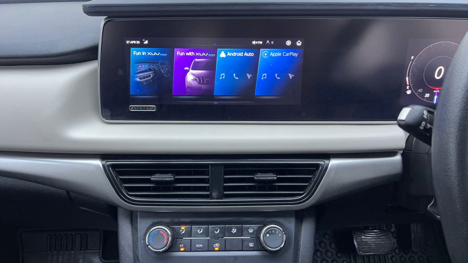 Used 2022 Mahindra XUV700 AX 5 Petrol AT 5 STR Petrol Automatic interior MUSIC SYSTEM & AC CONTROL VIEW