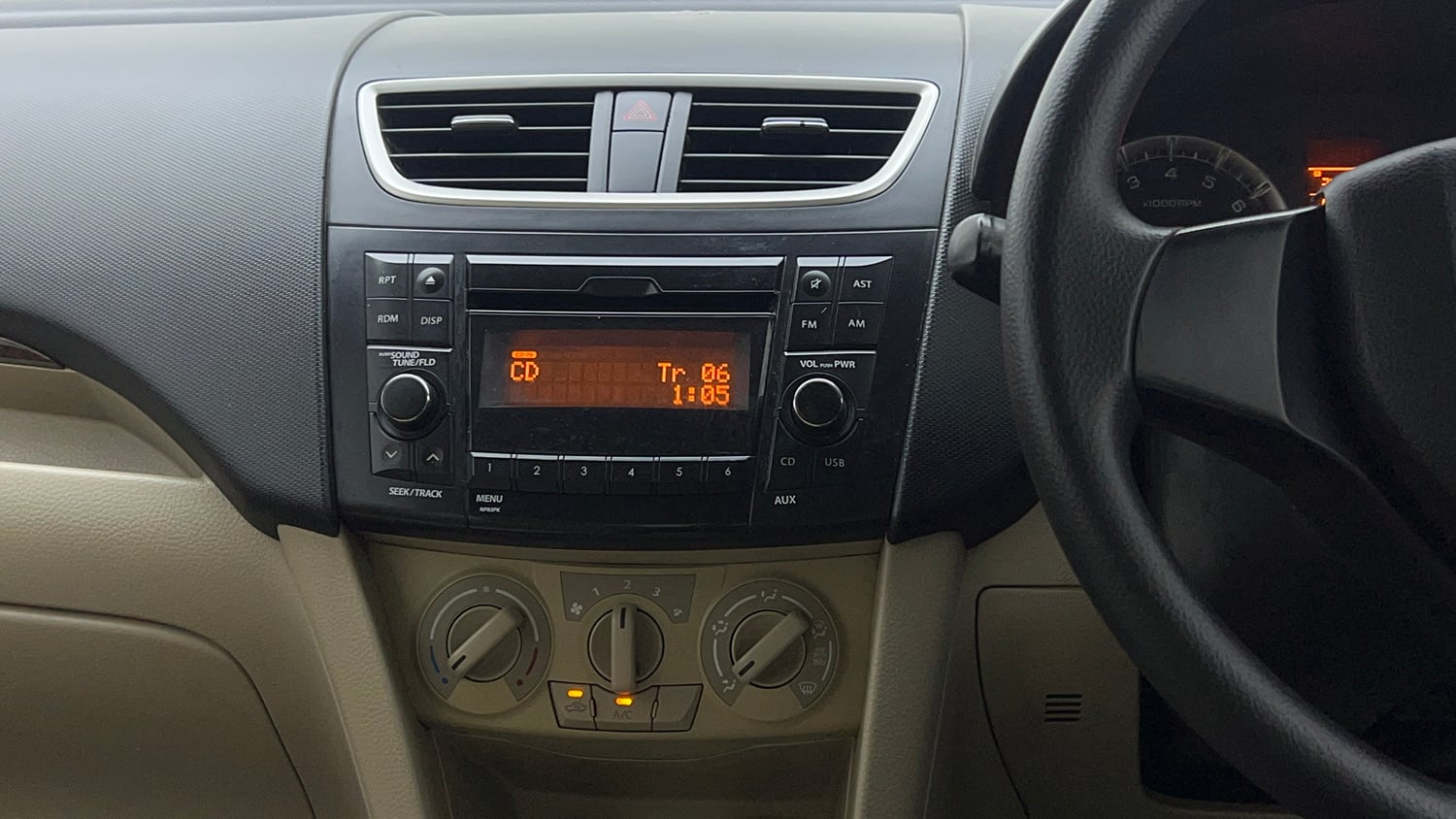 Used 2015 Maruti Suzuki Swift Dzire VXI Petrol Manual interior MUSIC SYSTEM & AC CONTROL VIEW