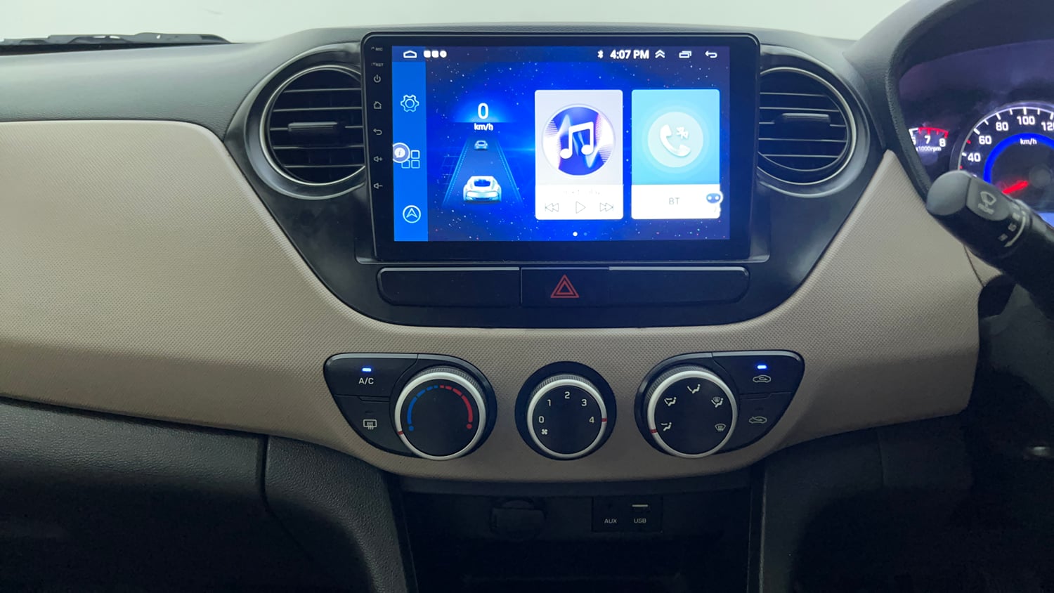 Used 2019 Hyundai Grand i10 Sportz 1.2 Kappa VTVT Petrol Manual interior MUSIC SYSTEM & AC CONTROL VIEW