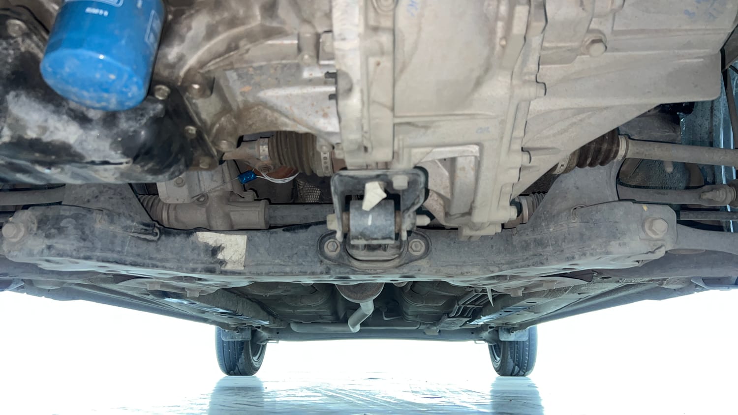 Used 2024 Hyundai Grand i10 Nios Sportz 1.2 Kappa VTVT Petrol Manual extra FRONT LEFT UNDERBODY VIEW