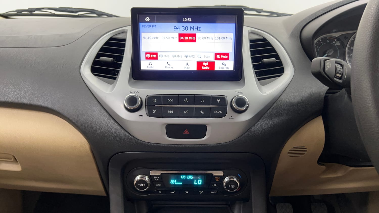 Used 2019 Ford Figo Aspire Trend Plus 1.5 TDCi Diesel Manual interior MUSIC SYSTEM & AC CONTROL VIEW