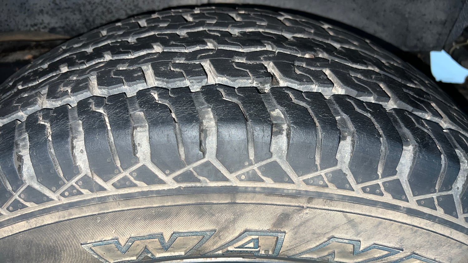 Used 2022 mahindra Thar LX Hard Top Petrol AT 4WD Petrol Automatic tyres LEFT REAR TYRE TREAD VIEW