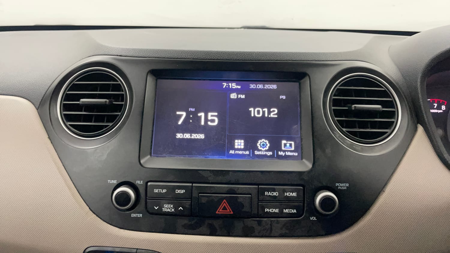 Used 2018 Hyundai Grand i10 Sportz 1.2 Kappa VTVT Petrol Manual interior MUSIC SYSTEM & AC CONTROL VIEW