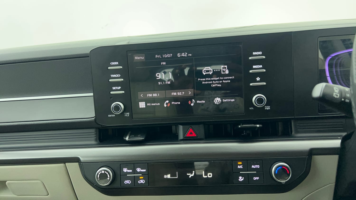 Used 2025 Kia Carens Clavis HTX Plus 1.5 Turbo Petrol 7STR DCT Petrol Automatic interior MUSIC SYSTEM & AC CONTROL VIEW