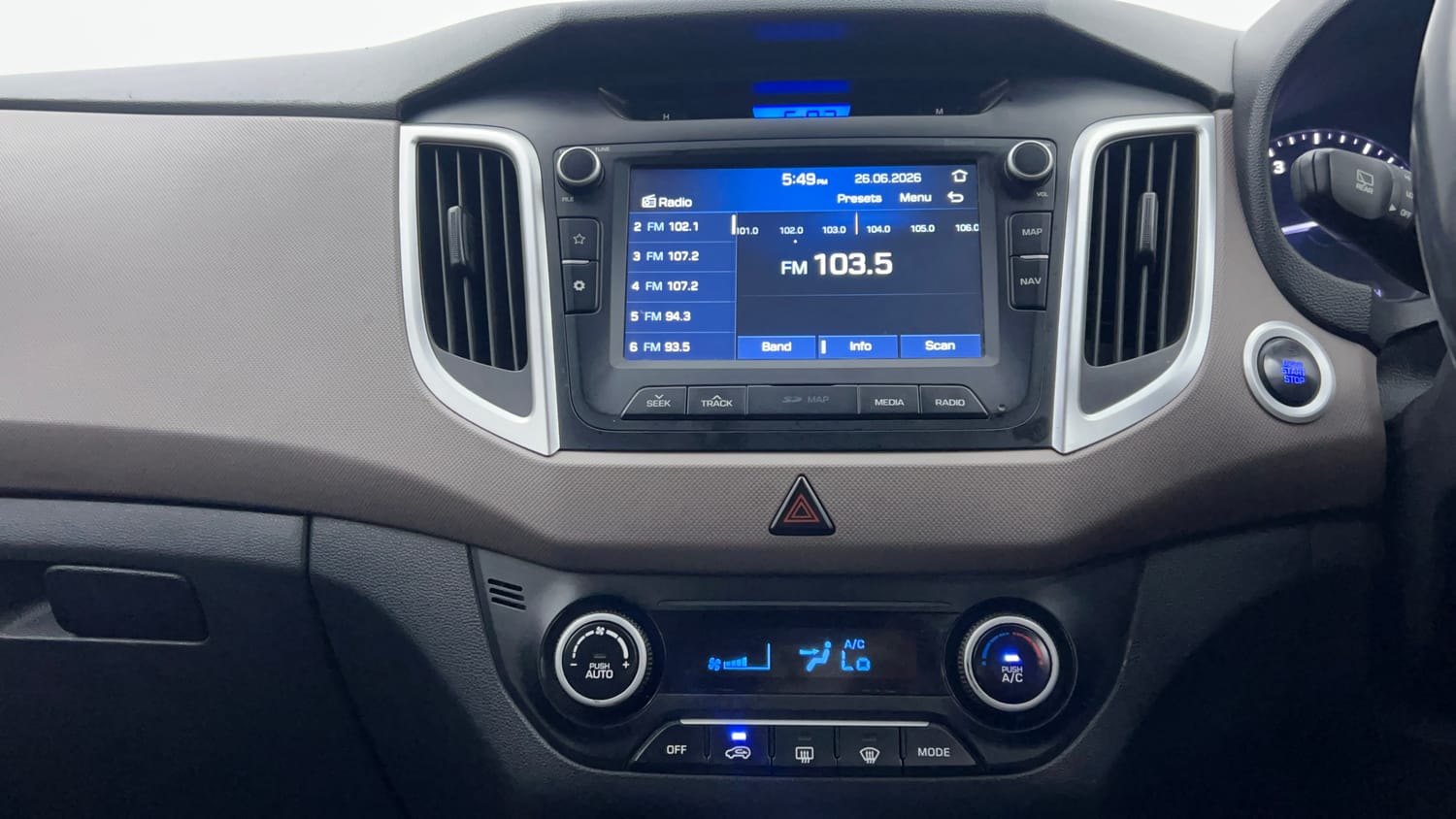 Used 2020 Hyundai Creta SX 1.6 (O) Petrol Petrol Manual interior MUSIC SYSTEM & AC CONTROL VIEW