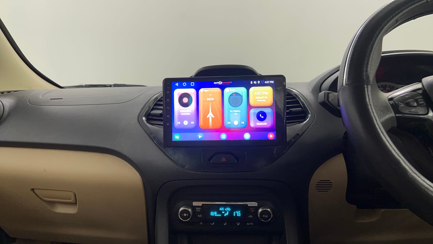 Used 2017 Ford Figo Aspire Titanium 1.2 Ti-VCT Petrol Manual interior MUSIC SYSTEM & AC CONTROL VIEW
