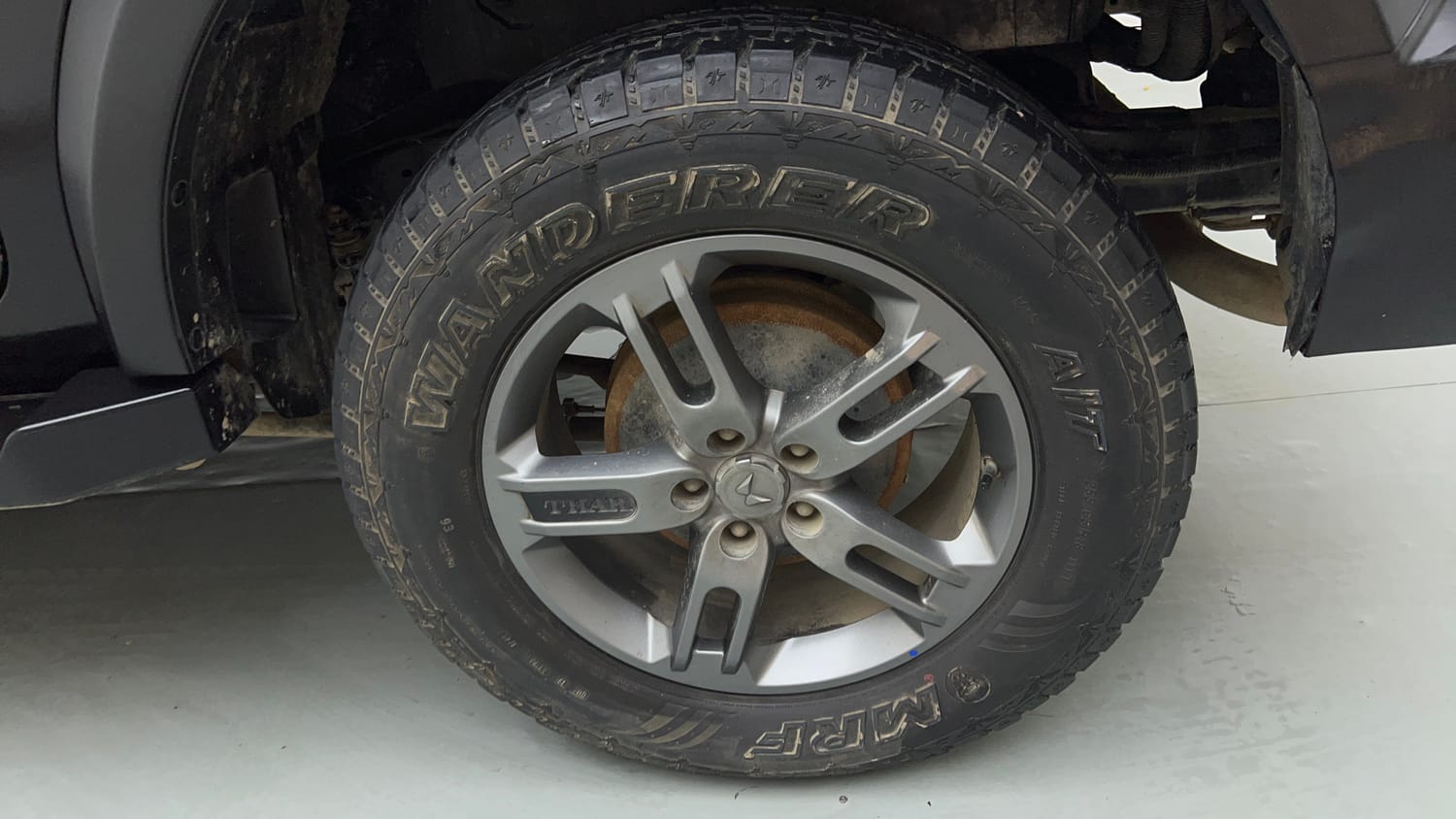 Used 2024 Mahindra Thar LX Hard Top Petrol AT RWD Petrol Automatic tyres LEFT REAR TYRE RIM VIEW