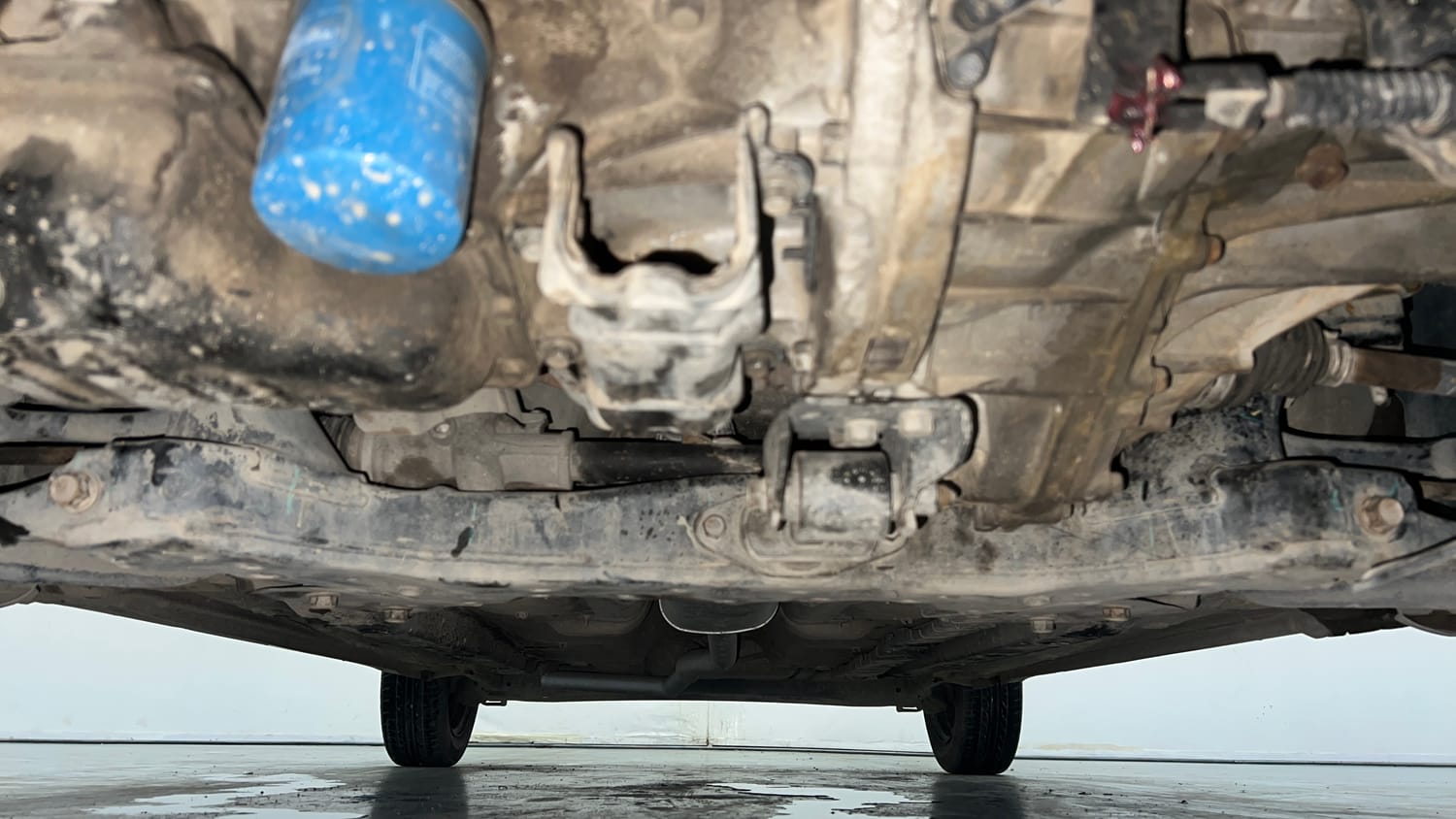 Used 2015 Hyundai Grand i10 Magna 1.2 Kappa VTVT Petrol Manual extra FRONT LEFT UNDERBODY VIEW