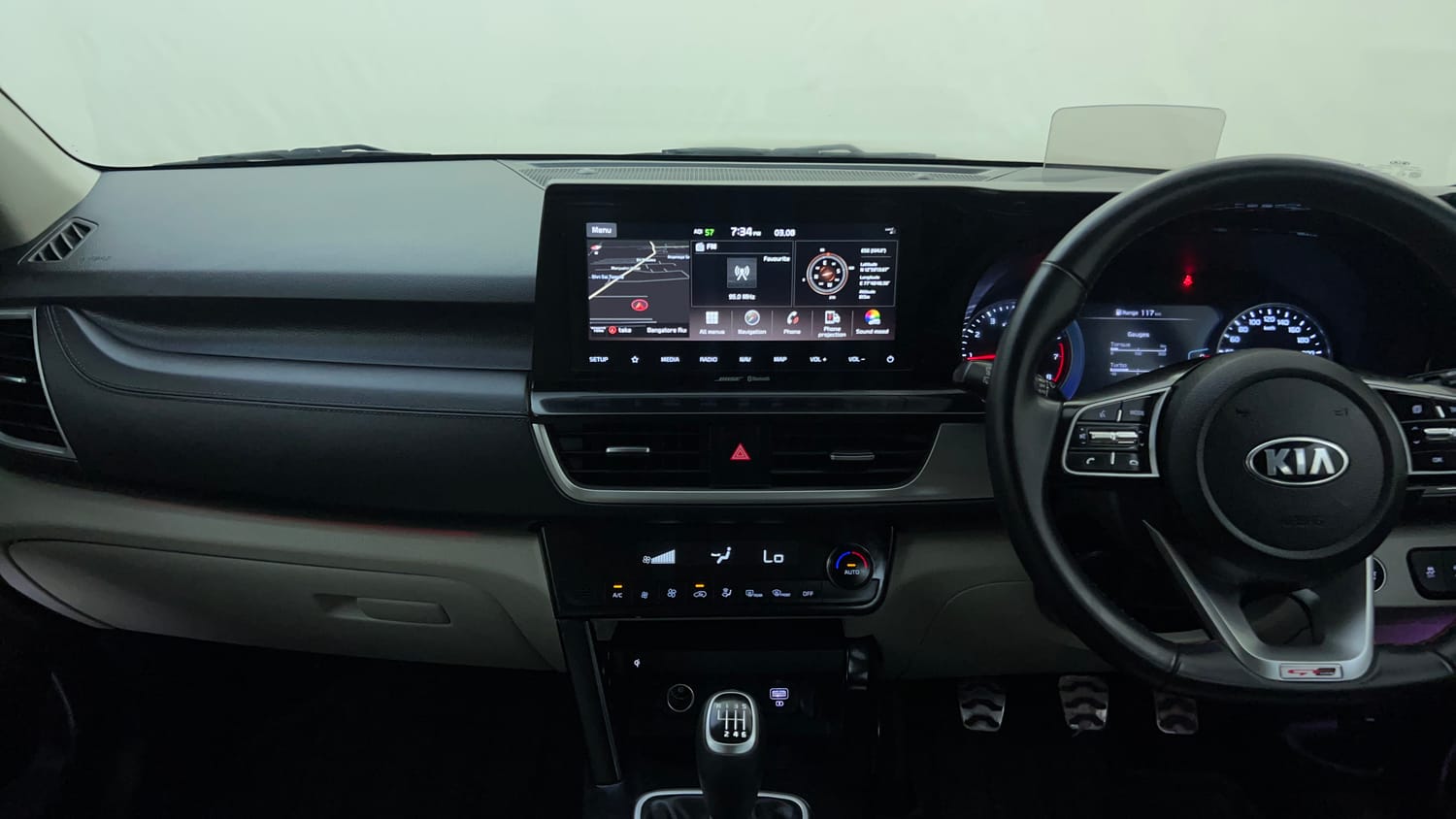 Used 2020 Kia Seltos GTX Plus 1.4 Petrol Manual interior MUSIC SYSTEM & AC CONTROL VIEW