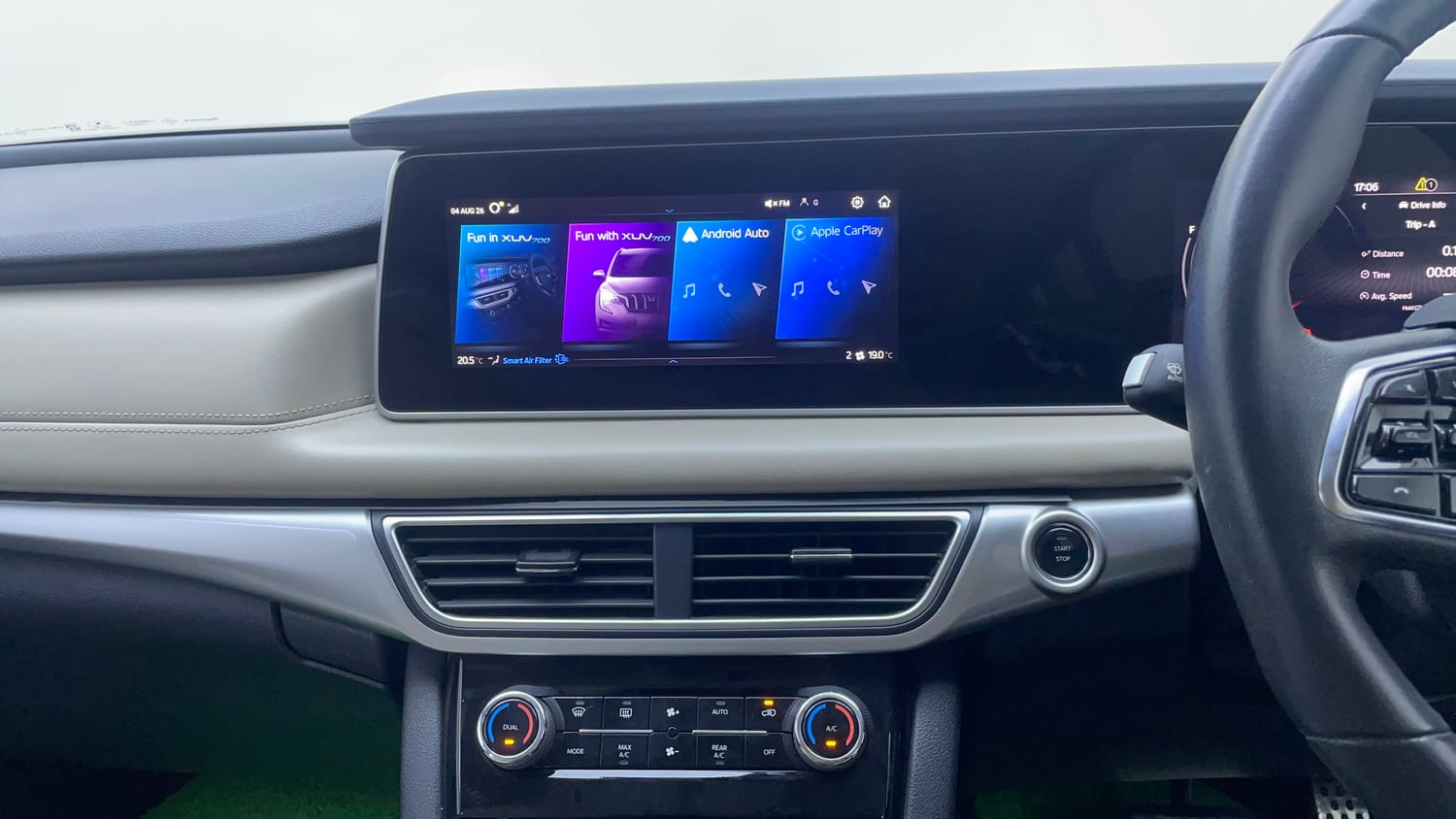 Used 2021 Mahindra XUV700 AX 7 Petrol AT Luxury Pack 7 STR Petrol Automatic interior MUSIC SYSTEM & AC CONTROL VIEW