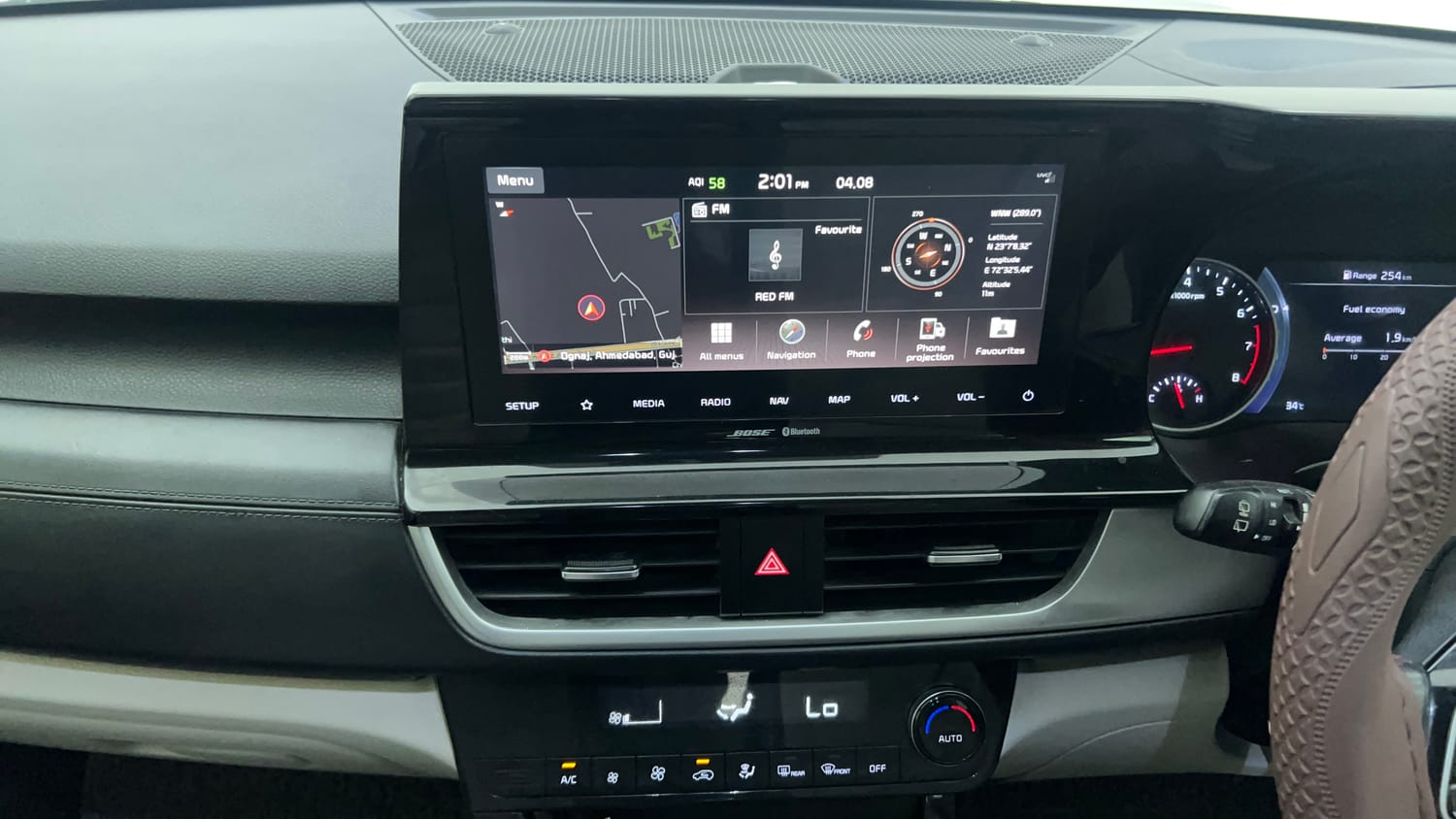 Used 2019 kia Seltos GTX Plus DCT 1.4 Petrol Automatic interior MUSIC SYSTEM & AC CONTROL VIEW