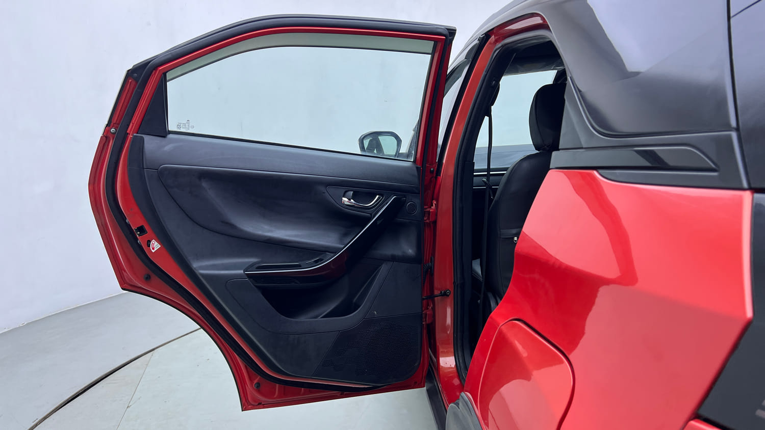 Used 2023 Tata Nexon Fearless 1.2 Revotron Petrol 7DCA DT Petrol Automatic interior LEFT REAR DOOR OPEN VIEW