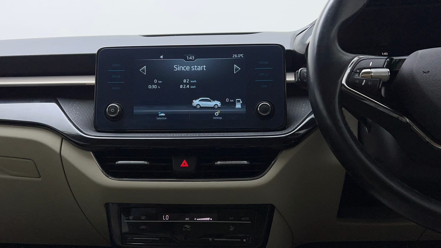 Used 2022 Skoda Slavia Ambition 1.0L TSI MT Petrol Manual interior MUSIC SYSTEM & AC CONTROL VIEW