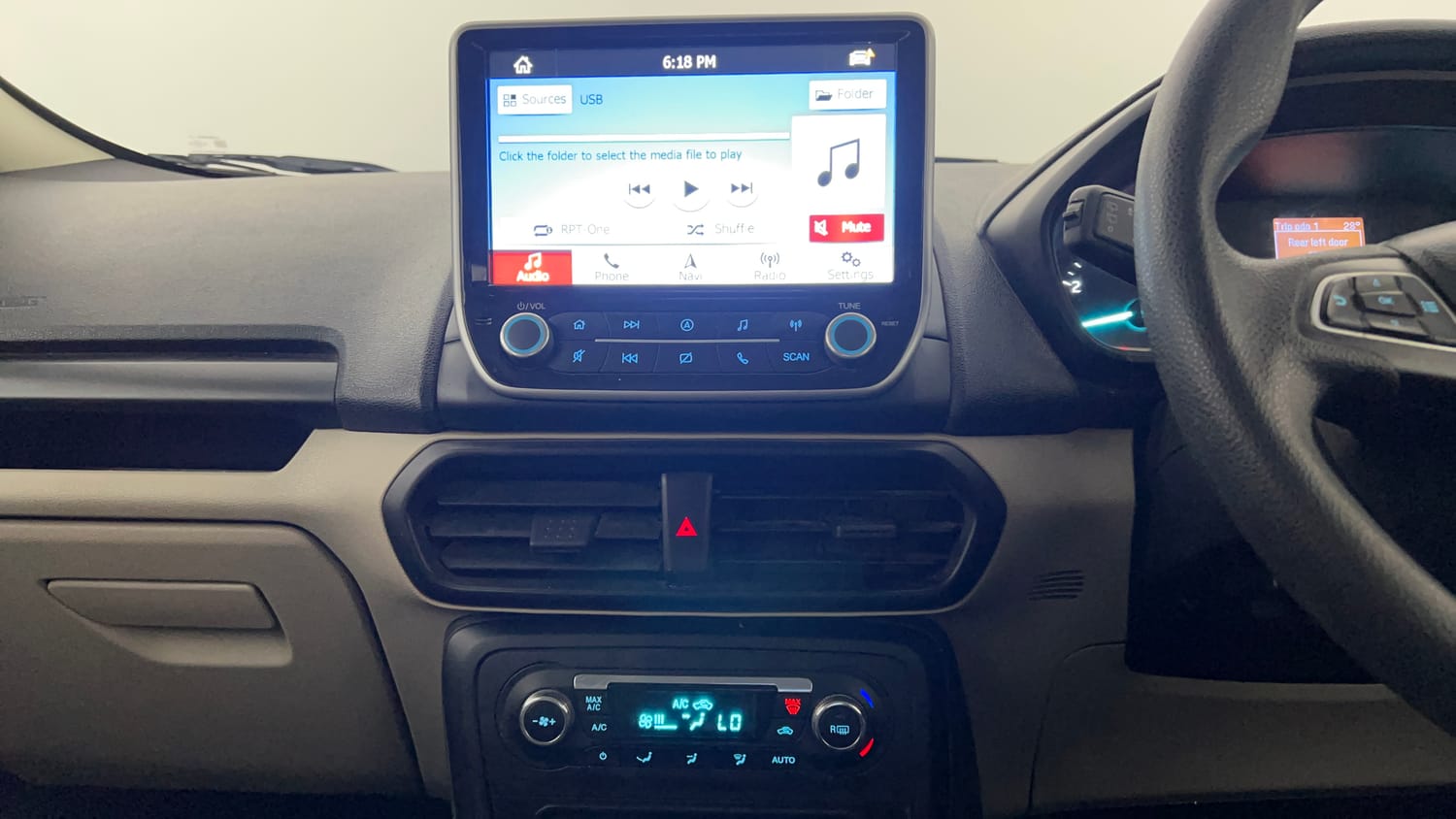 Used 2019 Ford EcoSport Trend 1.5L Ti-VCT Petrol Manual interior MUSIC SYSTEM & AC CONTROL VIEW