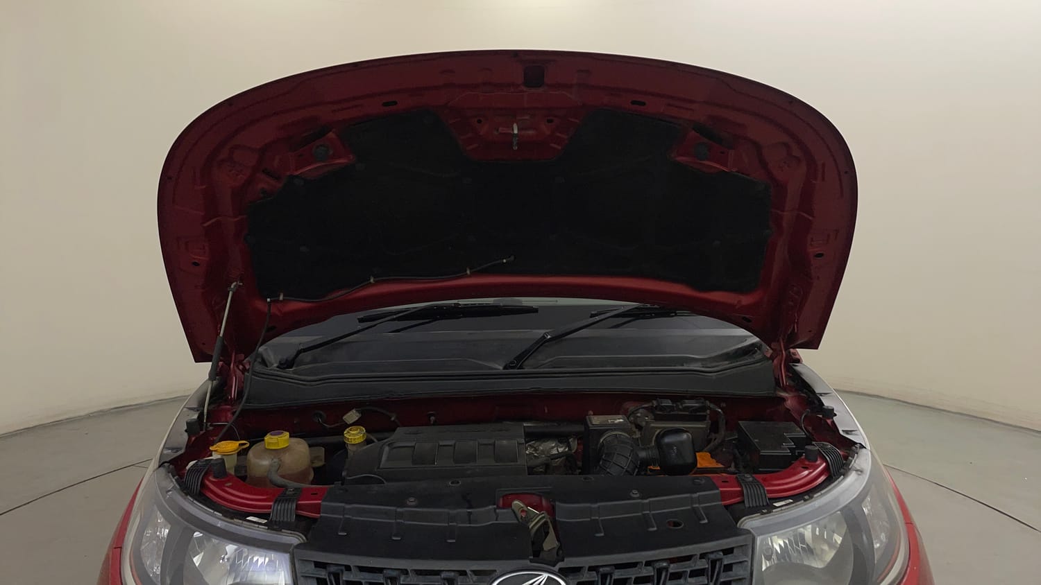 Used 2016 Mahindra KUV100 K4 6 STR Petrol Manual engine ENGINE & BONNET OPEN FRONT VIEW