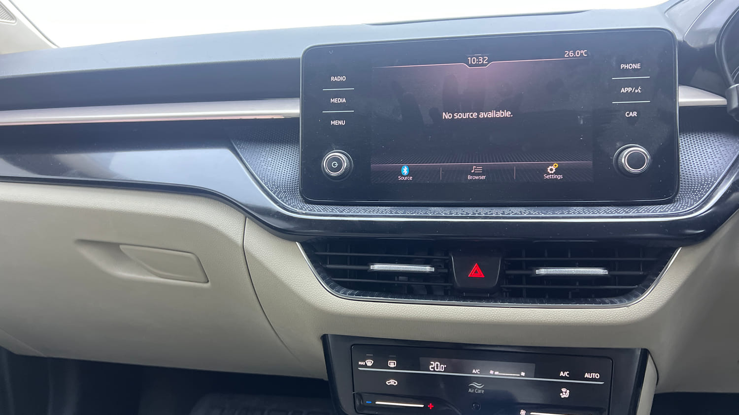 Used 2023 Skoda Slavia Ambition 1.0L TSI AT Petrol Automatic interior MUSIC SYSTEM & AC CONTROL VIEW