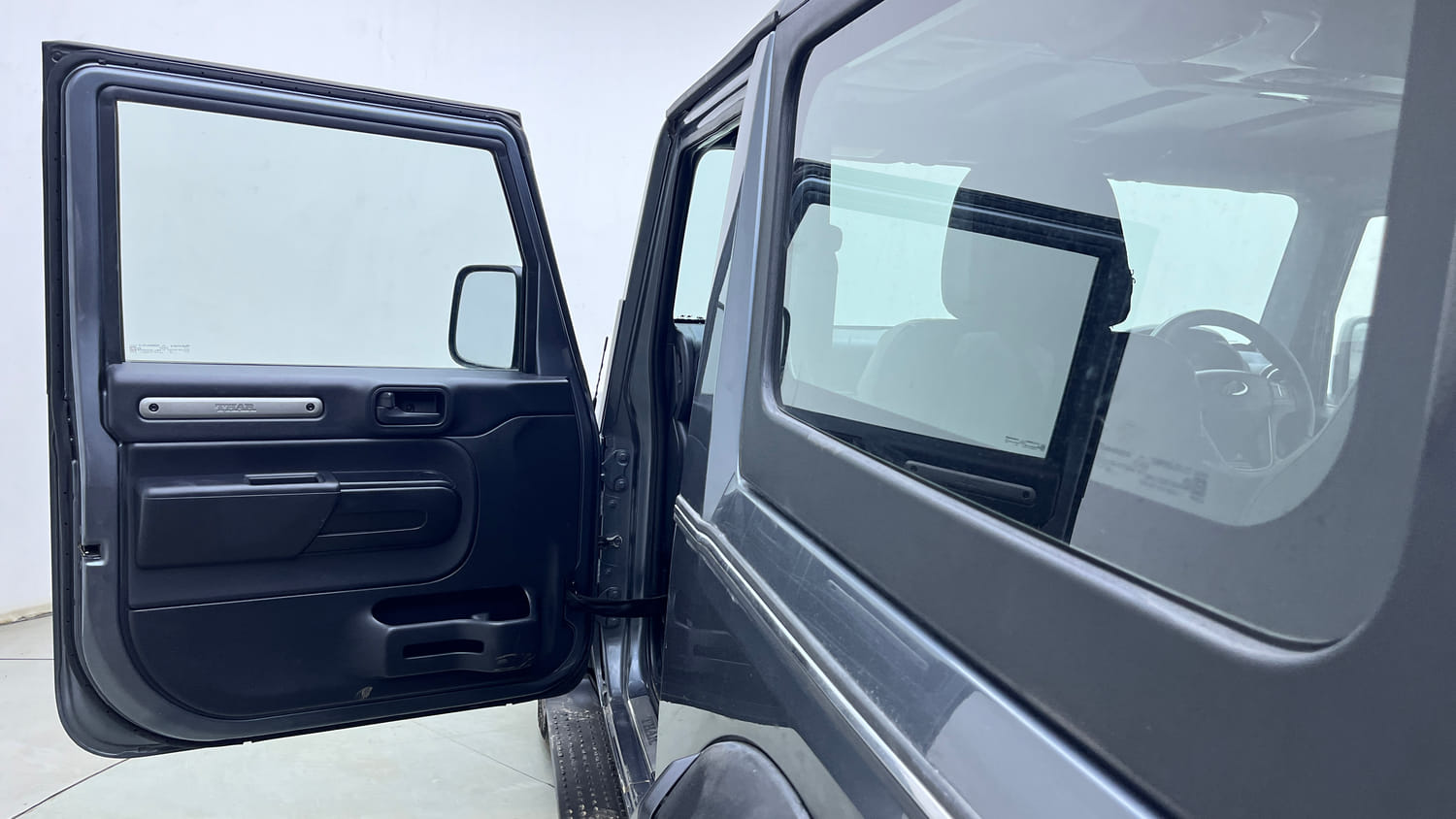 Used 2021 mahindra Thar LX Hard Top Diesel AT 4WD Diesel Automatic interior LEFT FRONT DOOR OPEN VIEW