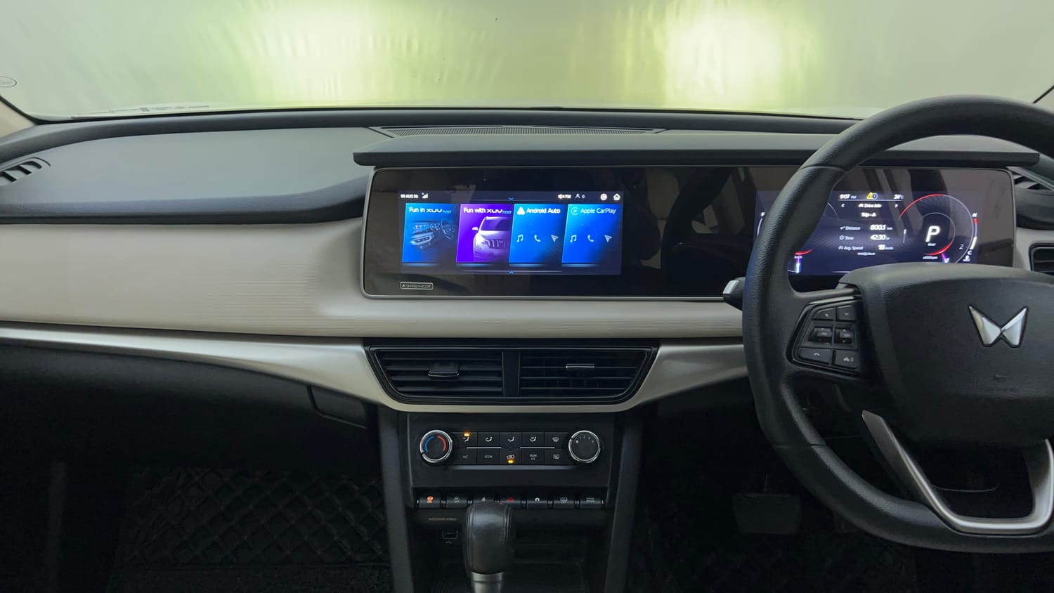 Used 2023 Mahindra XUV700 AX 5 Diesel AT 7 STR Diesel Automatic interior MUSIC SYSTEM & AC CONTROL VIEW