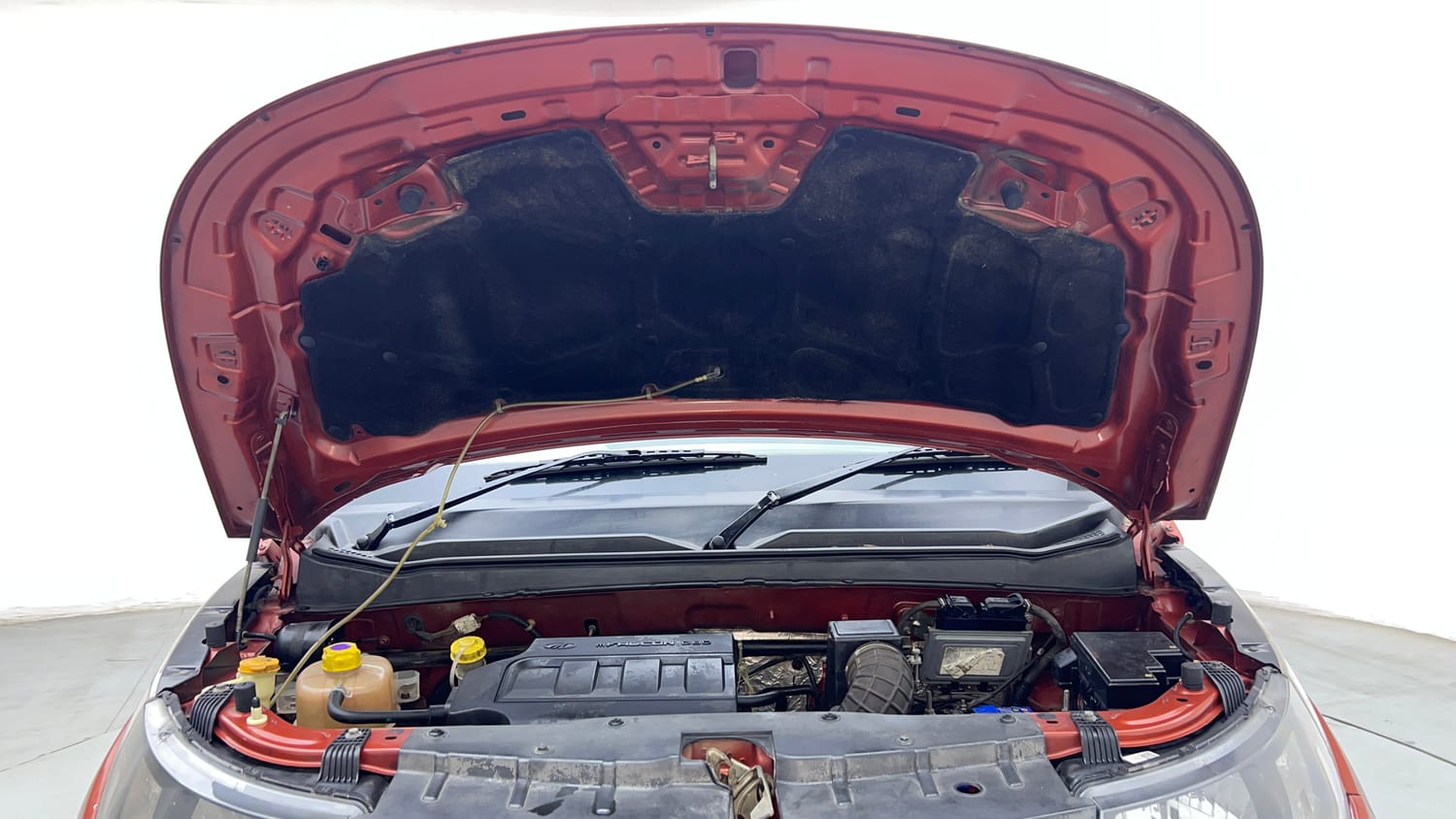 Used 2016 Mahindra KUV100 K6+ 6 STR Petrol Manual engine ENGINE & BONNET OPEN FRONT VIEW