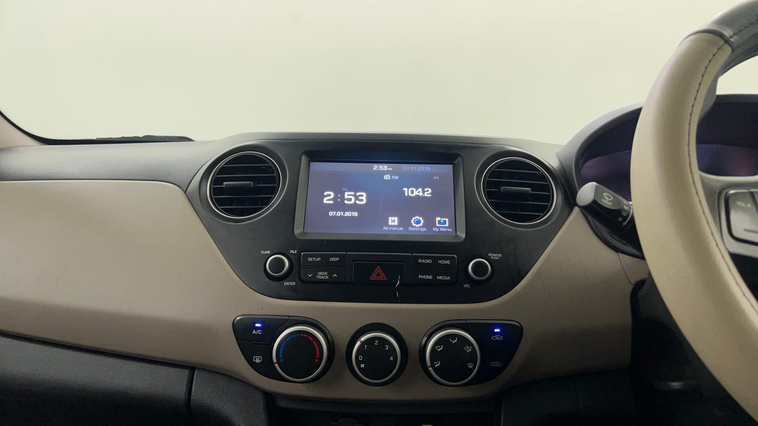 Used 2019 Hyundai Grand i10 Sportz 1.2 Kappa VTVT Petrol Manual interior MUSIC SYSTEM & AC CONTROL VIEW