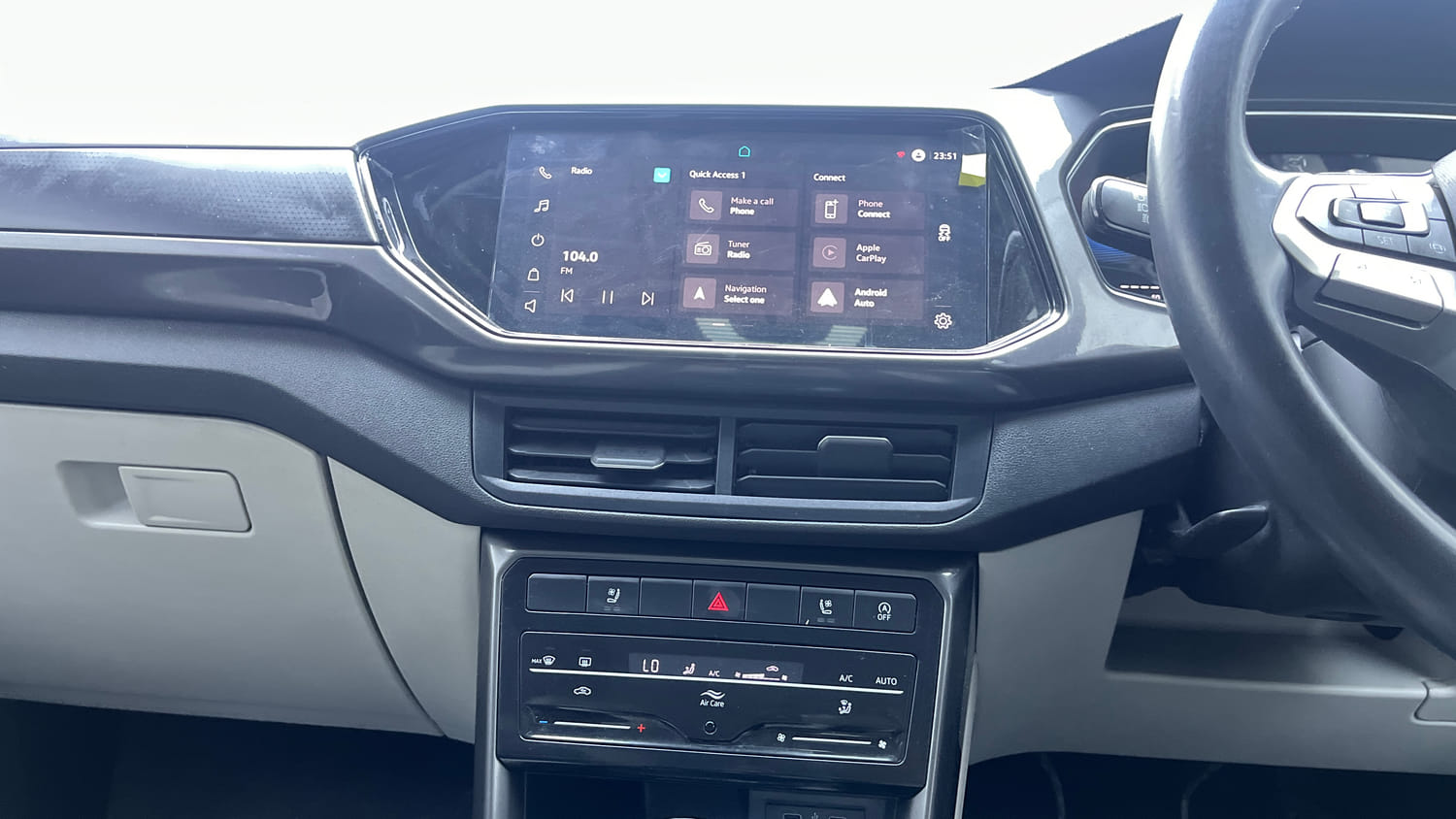 Used 2023 Volkswagen Taigun Topline 1.0 TSI MT Petrol Manual interior MUSIC SYSTEM & AC CONTROL VIEW