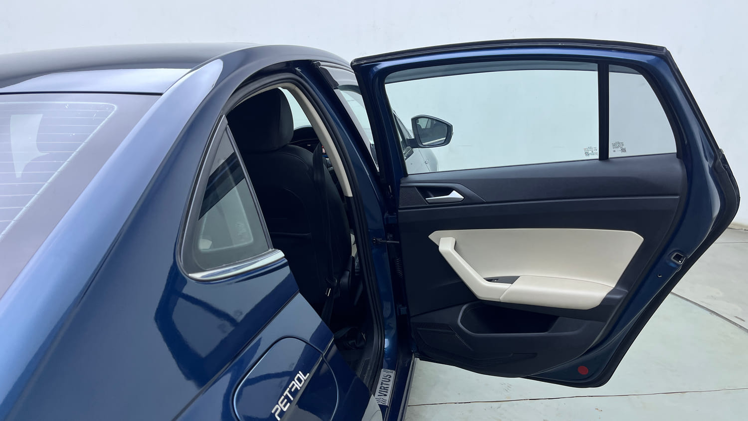 Used 2023 Volkswagen Virtus Topline 1.0 TSI AT Petrol Automatic interior RIGHT REAR DOOR OPEN VIEW