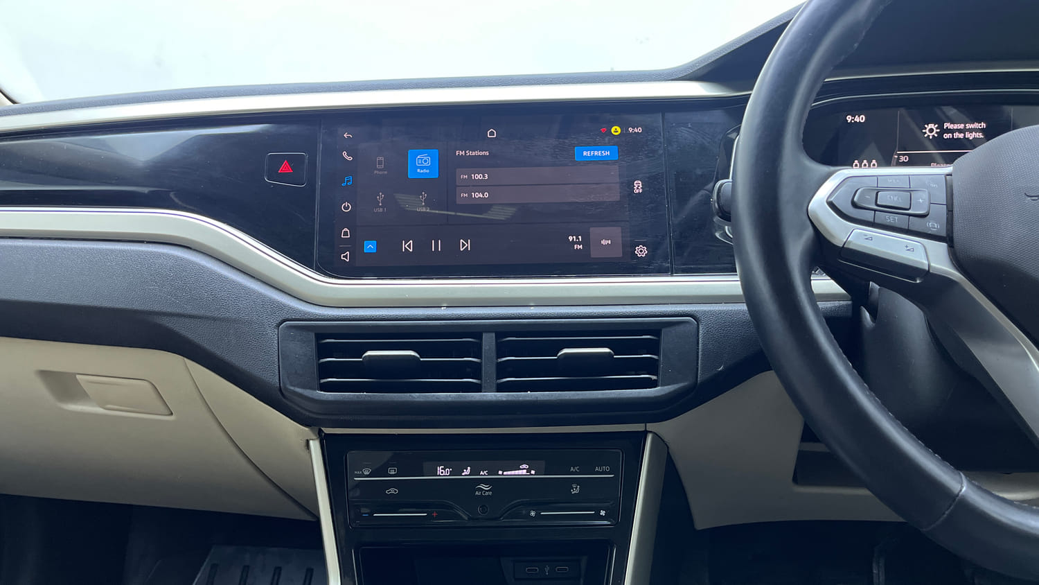 Used 2023 Volkswagen Virtus Topline 1.0 TSI AT Petrol Automatic interior MUSIC SYSTEM & AC CONTROL VIEW