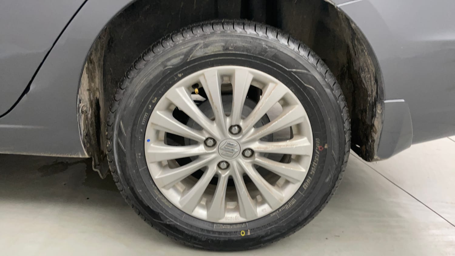 Used 2022 Maruti Suzuki Ciaz Zeta 1.5 Petrol Manual tyres LEFT REAR TYRE RIM VIEW