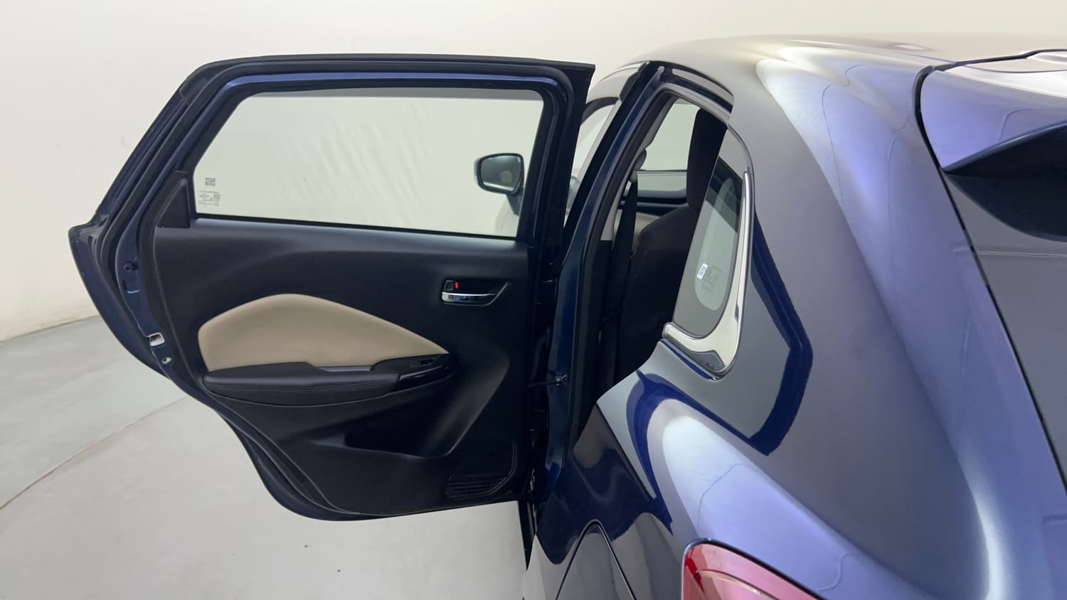 Used 2023 Toyota Glanza G Petrol Manual interior LEFT REAR DOOR OPEN VIEW