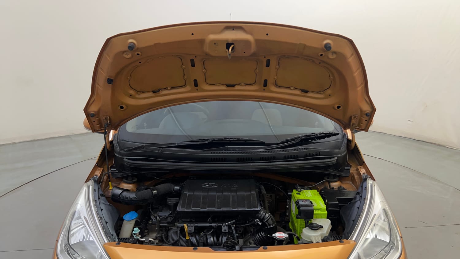 Used 2015 Hyundai Grand i10 Asta 1.2 Kappa VTVT (O) Petrol Manual engine ENGINE & BONNET OPEN FRONT VIEW