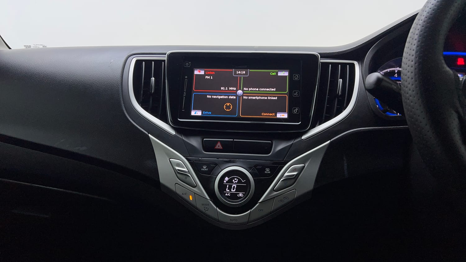Used 2017 Maruti Suzuki Baleno Alpha 1.2 Petrol Manual interior MUSIC SYSTEM & AC CONTROL VIEW