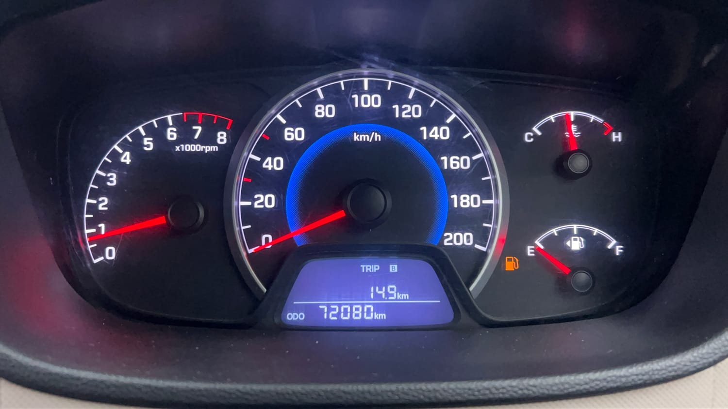 Used 2013 Hyundai Grand i10 Sportz 1.2 Kappa VTVT Petrol Manual interior CLUSTERMETER VIEW