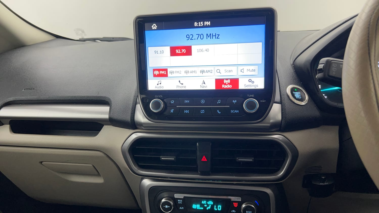 Used 2019 Ford EcoSport Titanium 1.5L TDCi Diesel Manual interior MUSIC SYSTEM & AC CONTROL VIEW