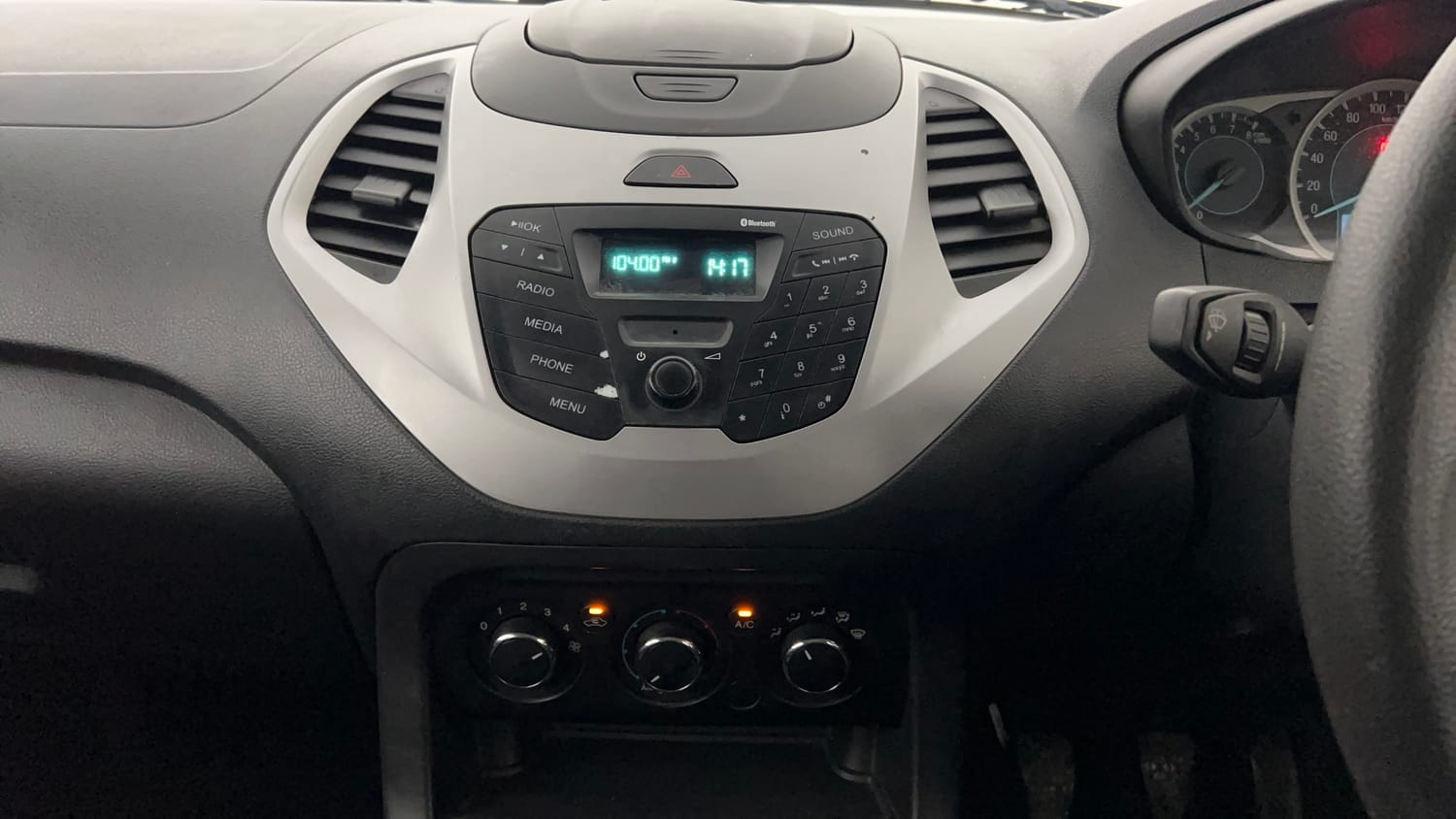 Used 2016 Ford Figo Trend 1.2 Ti-VCT Petrol Manual interior MUSIC SYSTEM & AC CONTROL VIEW