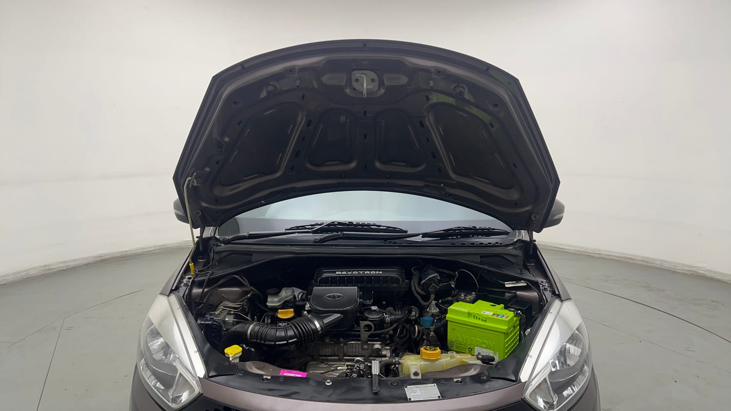 Used 2018 Tata Tiago XZ W/O Alloy Petrol + CNG(Outside Fitted) Cng Manual engine ENGINE & BONNET OPEN FRONT VIEW