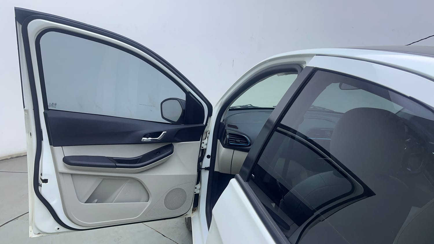 Used 2023 Tata Tiago EV XZ Plus Tech LUX Long Range Electric Automatic interior LEFT FRONT DOOR OPEN VIEW