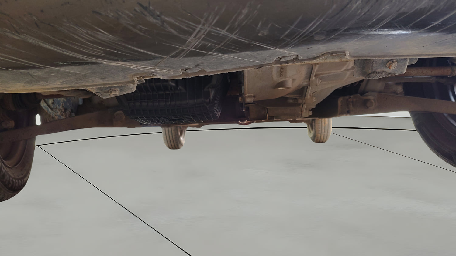 Used 2024 Renault Kwid CLIMBER 1.0 AMT Dual Tone Petrol Automatic extra FRONT LEFT UNDERBODY VIEW
