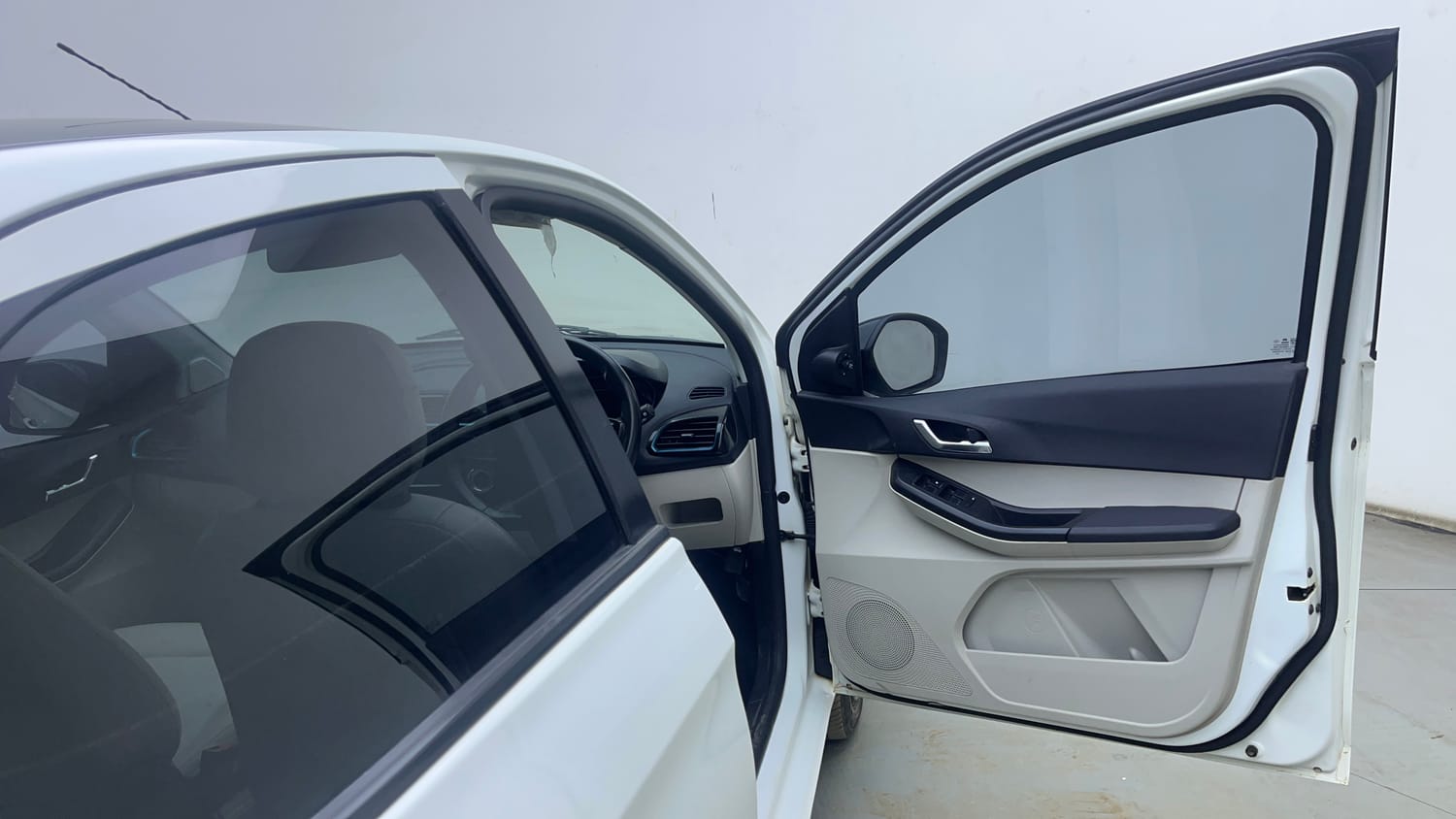 Used 2023 Tata Tiago EV XZ Plus Tech LUX Long Range Electric Automatic interior RIGHT FRONT DOOR OPEN VIEW