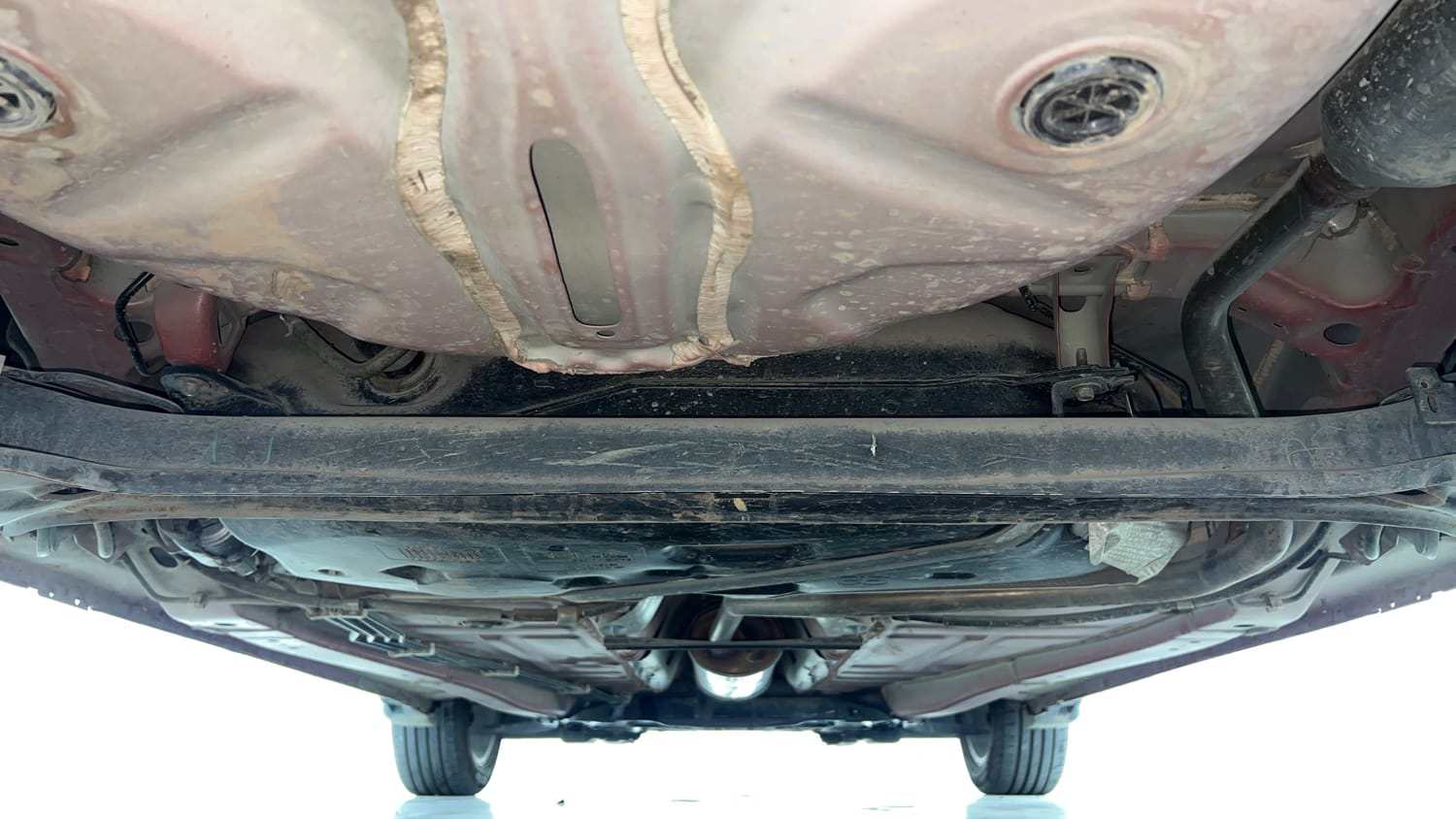 Used 2021 Toyota Glanza G CVT Petrol Automatic extra REAR UNDERBODY VIEW (TAKEN FROM REAR)