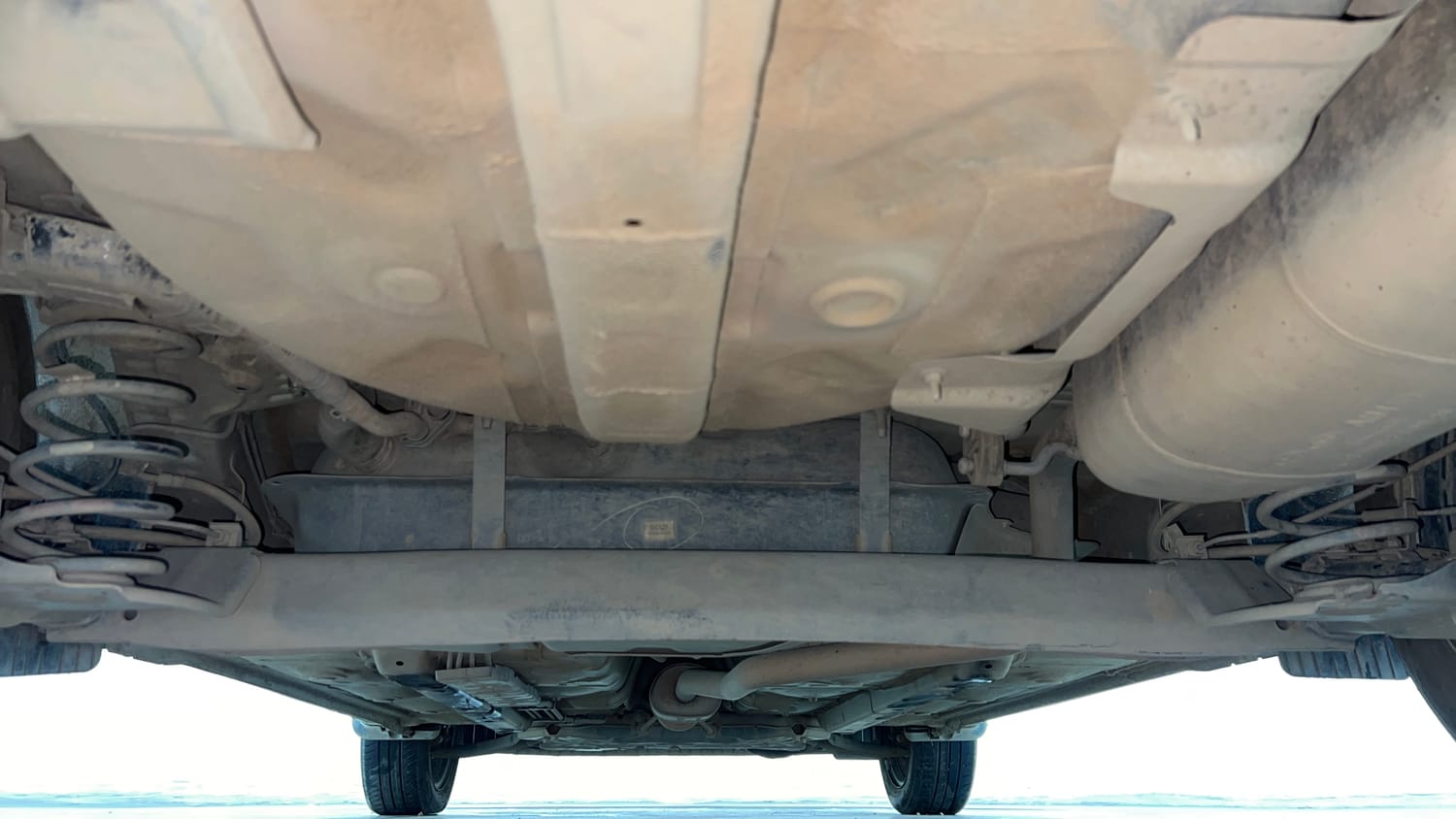 Used 2021 Hyundai Aura S 1.2 AMT Petrol Petrol Automatic extra REAR UNDERBODY VIEW (TAKEN FROM REAR)