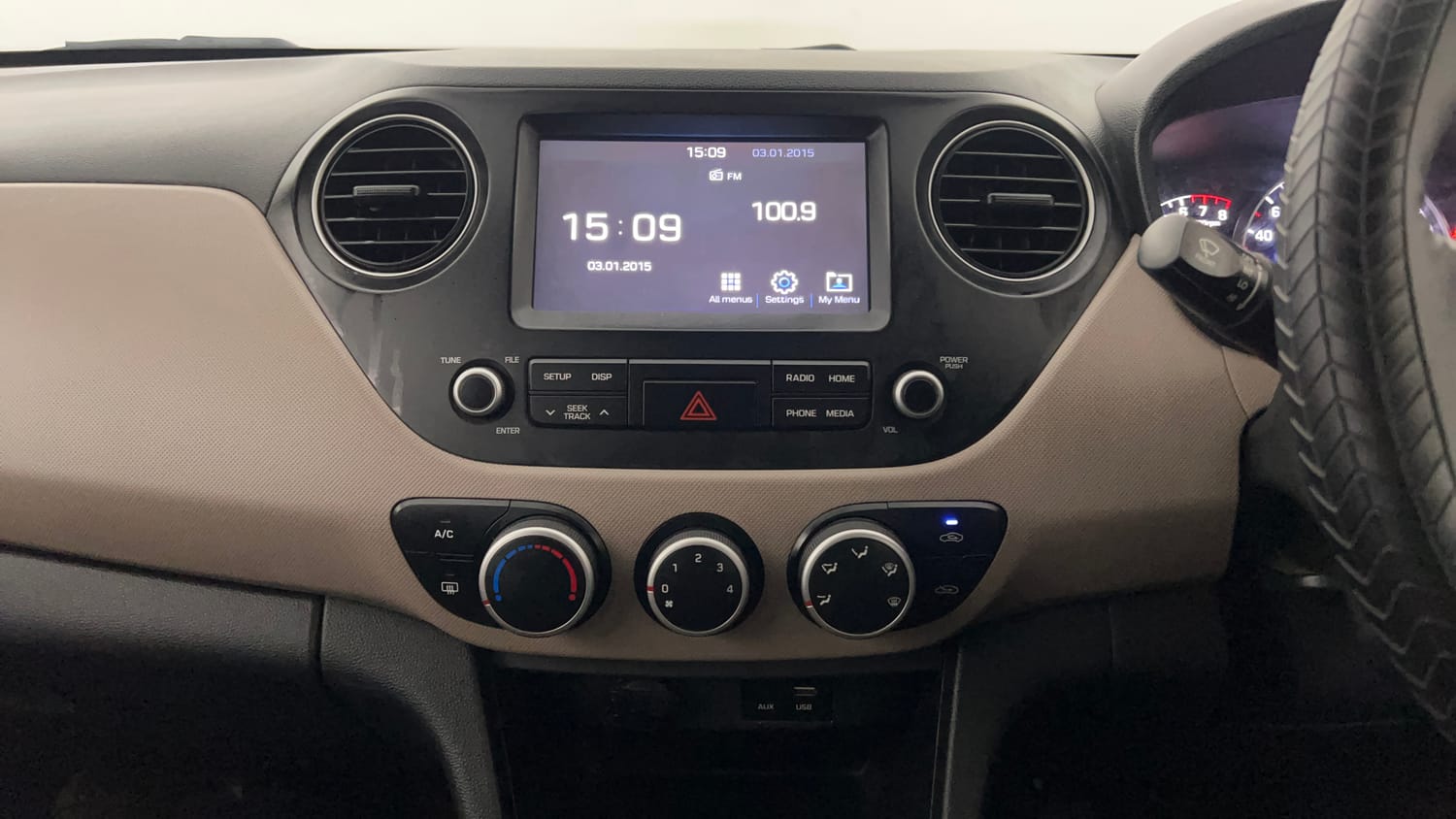 Used 2018 Hyundai Grand i10 Sportz 1.2 Kappa VTVT Petrol Manual interior MUSIC SYSTEM & AC CONTROL VIEW