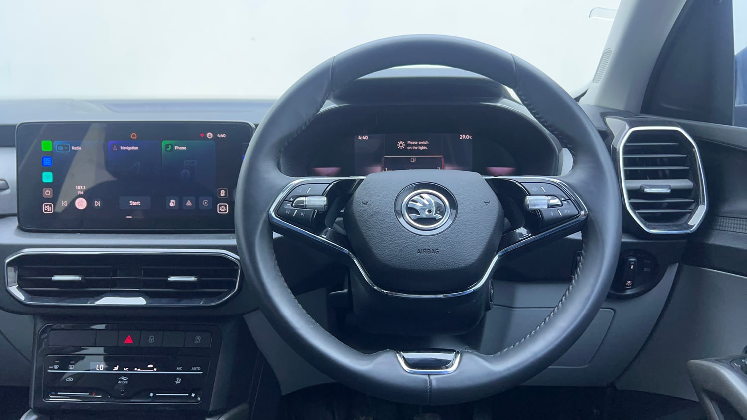 Used 2025 Skoda Kylaq Signature Plus 1.0 TSI MT (Lava Blue) Petrol Manual interior STEERING VIEW