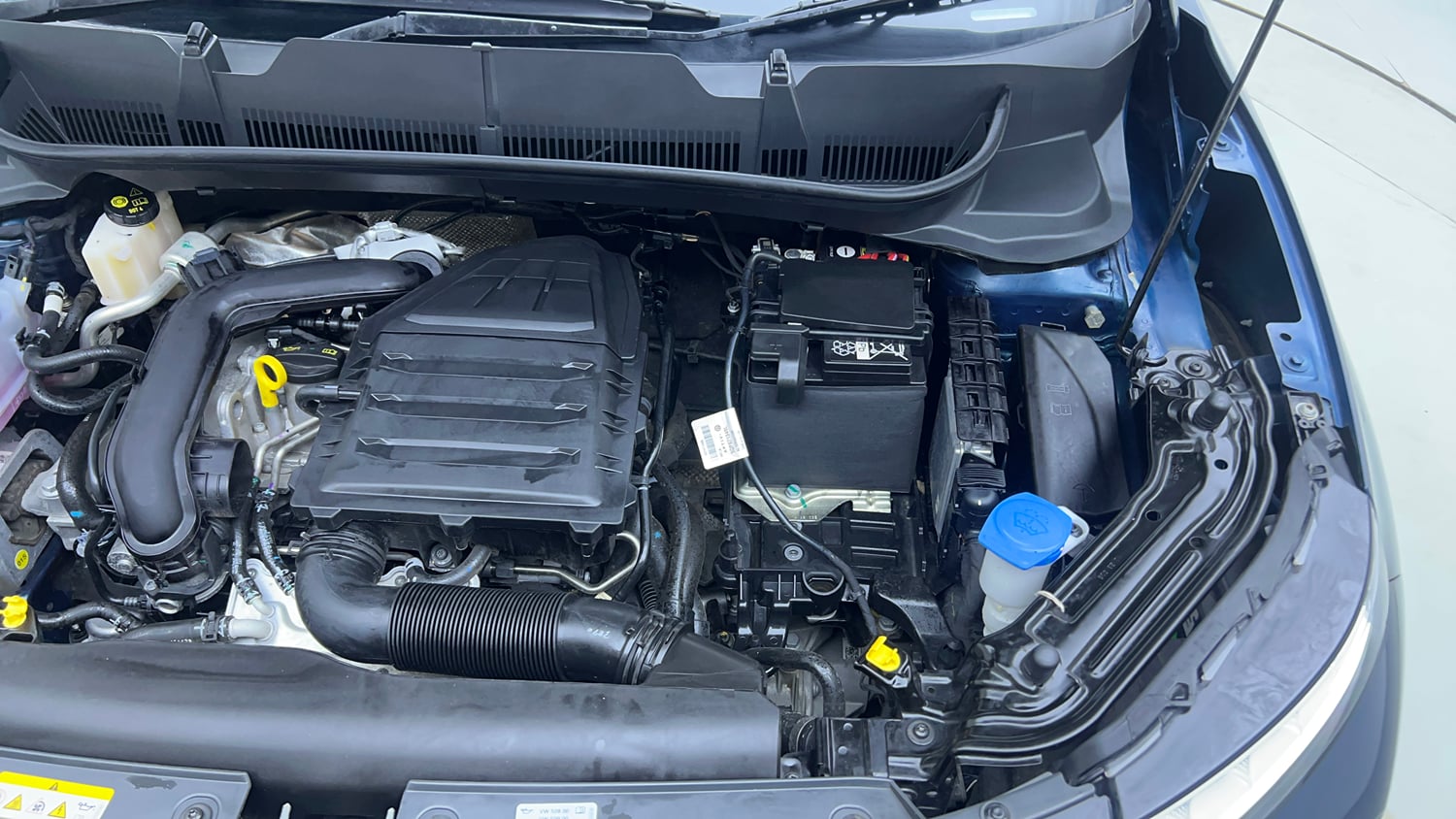 Used 2025 Skoda Kylaq Signature Plus 1.0 TSI MT (Lava Blue) Petrol Manual engine ENGINE LEFT SIDE VIEW