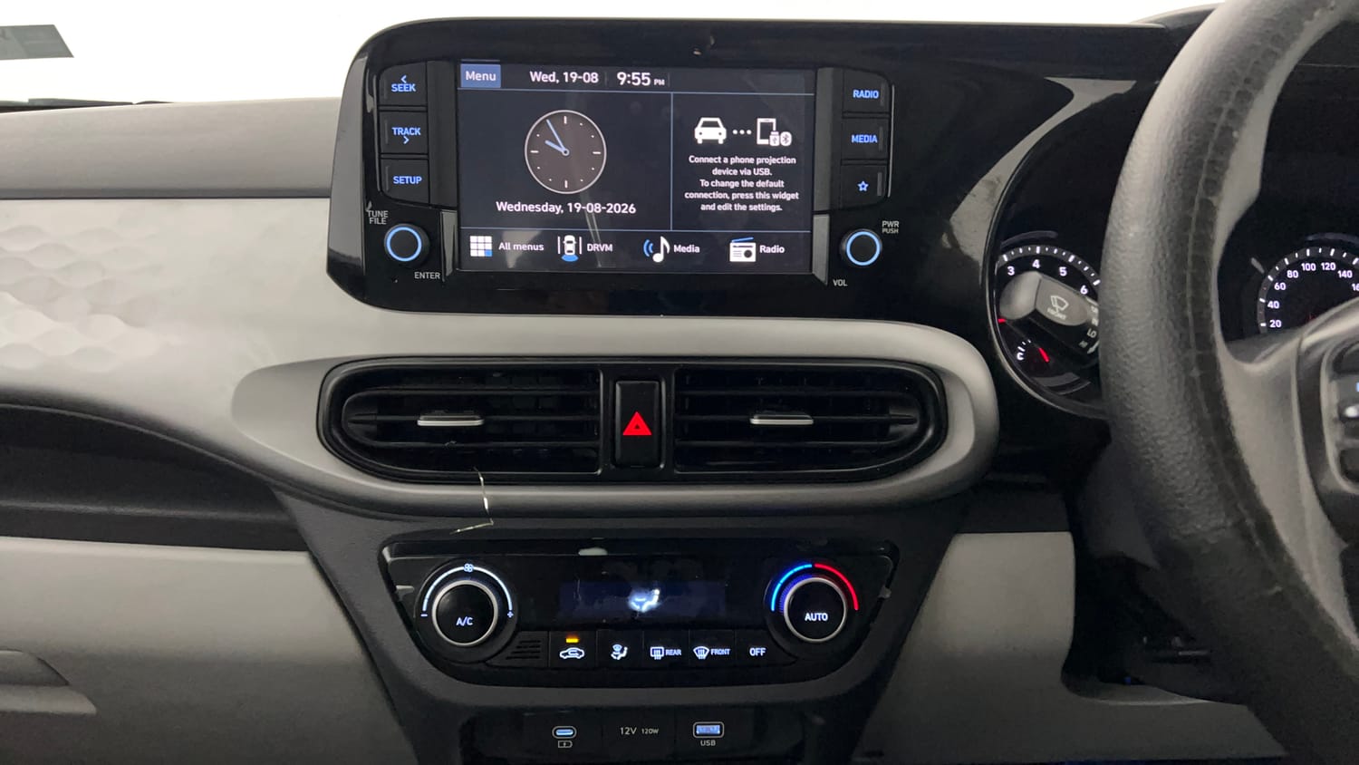Used 2023 Hyundai Grand i10 Nios Sportz 1.2 Kappa VTVT Petrol Manual interior MUSIC SYSTEM & AC CONTROL VIEW